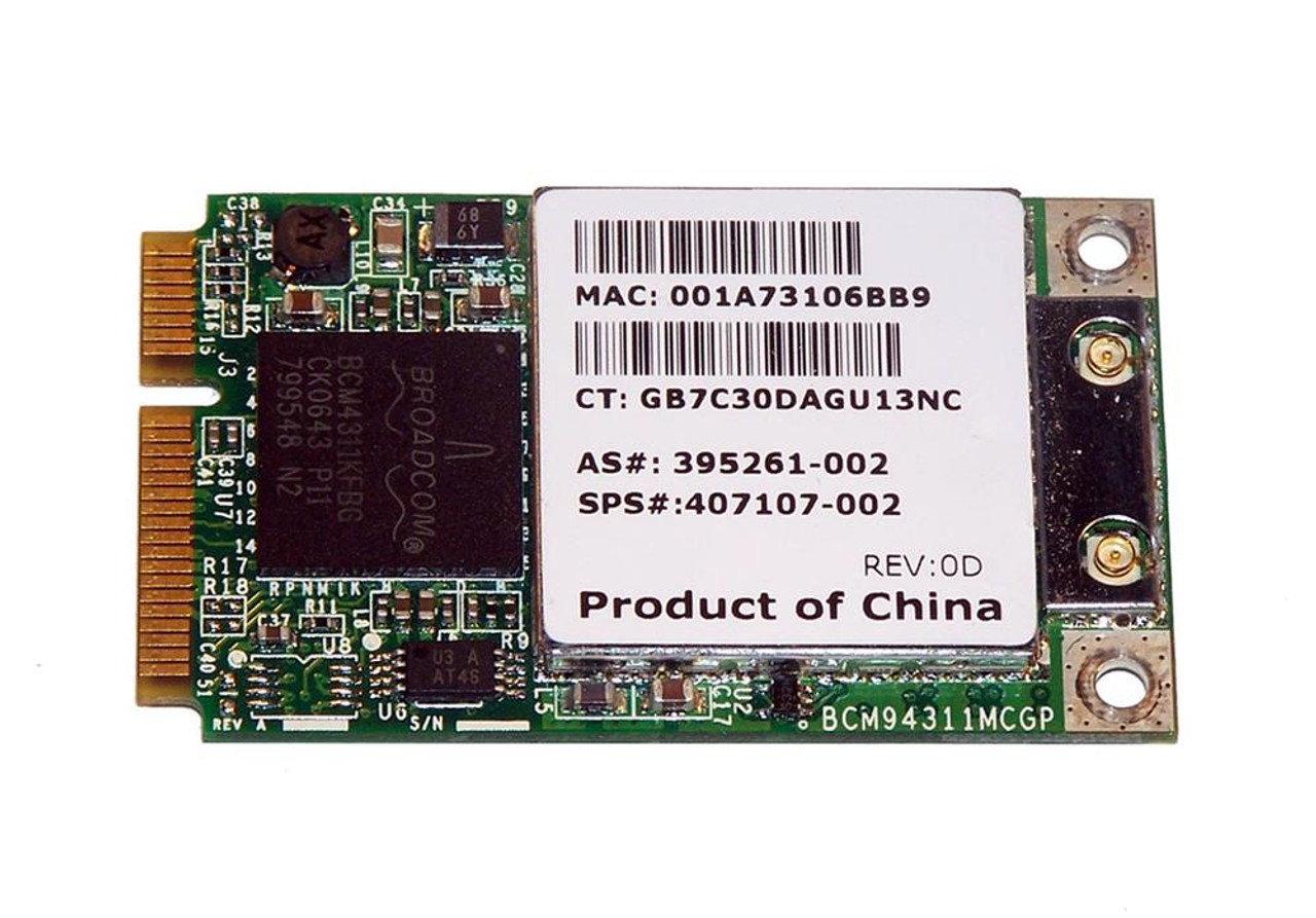 395261-002 - HP Mini PCI-Express Broadcom 54G WiFi 802.11b/g High-Speed Embedded Wireless LAN (WLAN) Network Adapter for HP NC6400 Business Notebook PC