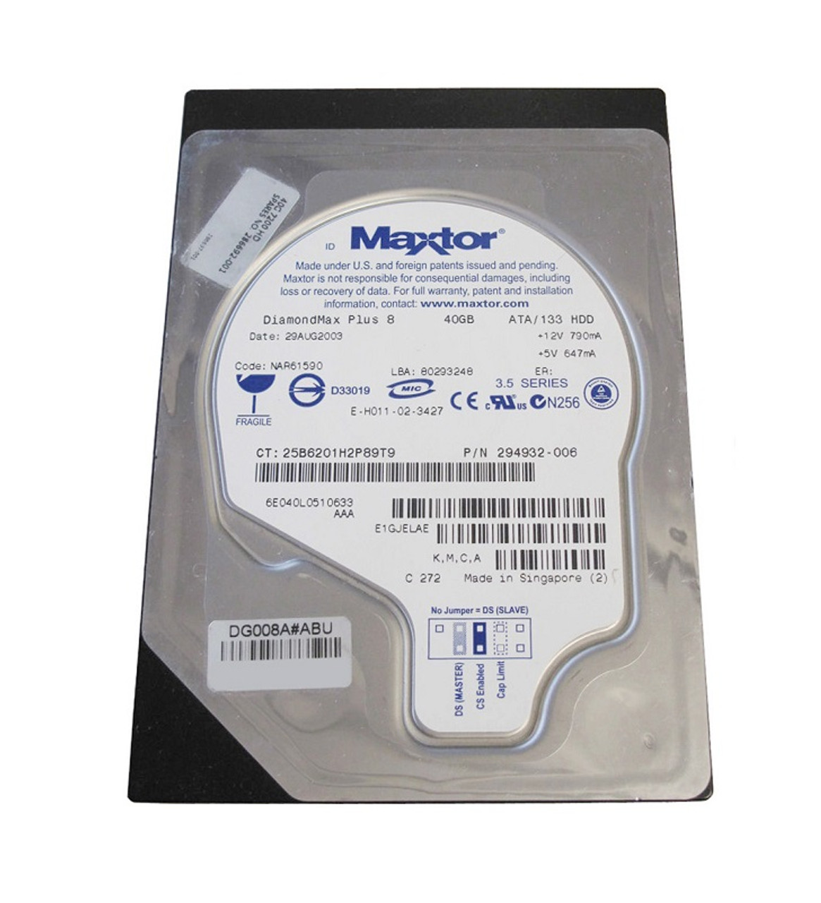 294932-006 - HP 40GB 7200RPM IDE Ultra ATA-133 3.5-inch Internal Hard Drive