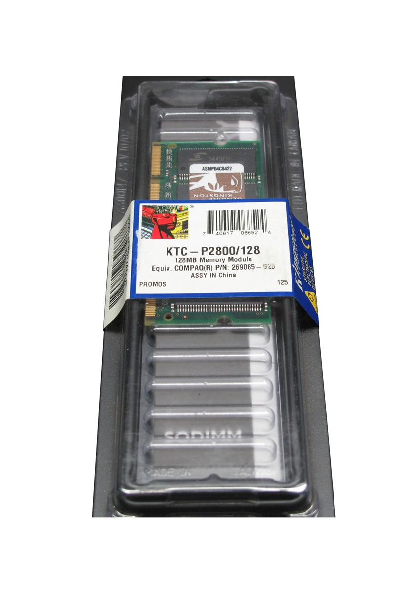 KTC-P2800/128 - Kingston 128MB PC2100 DDR-266MHz non-ECC Unbuffered CL2.5 200-Pin SoDimm Memory Module for HP/Compaq