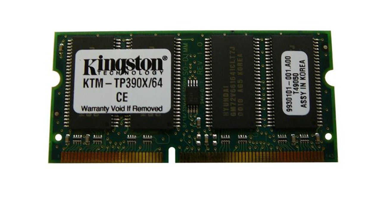 KTM-TP390X/64 - Kingston 64MB PC100 100MHz non-ECC Unbuffered CL2 144-Pin SoDimm Memory Module