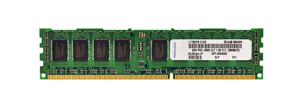 43R2035 - IBM 2GB PC3-8500 DDR3-1066MHz ECC Registered CL7 240-Pin DIMM Memory Module