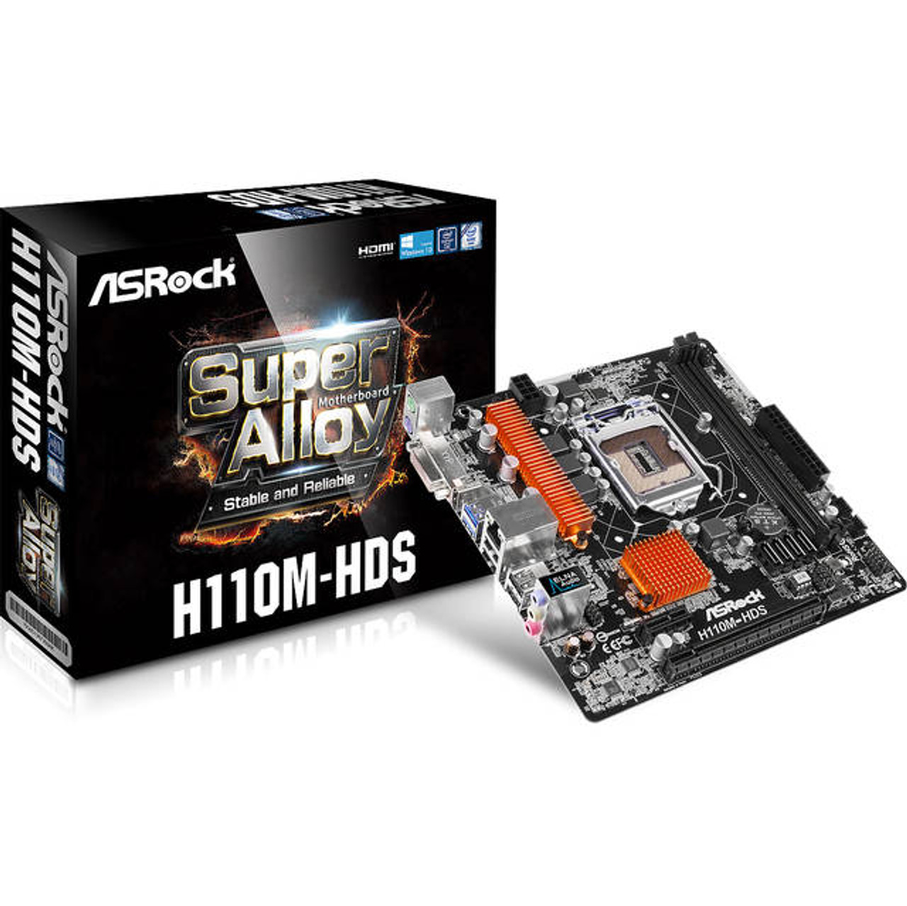 ASRock H110M-HDS LGA1151/ Intel H110/ DDR4/ SATA3&USB3.0/ A&GbE/ MicroATX Motherboard