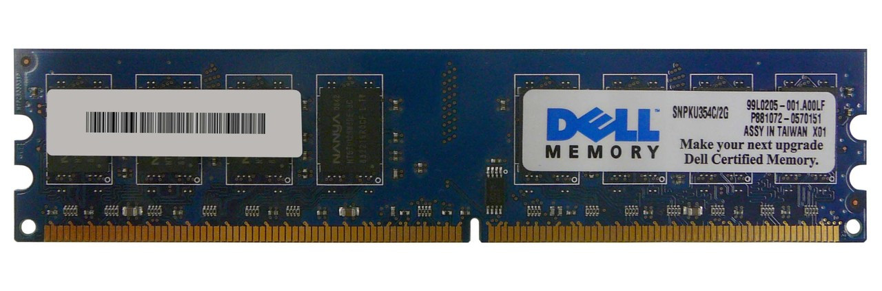 SNPKU354C/2G - Dell 2GB 667MHz PC2-5300 NON ECC UNBUFFERED DDR2 SDRAM DIMM Dell Memory