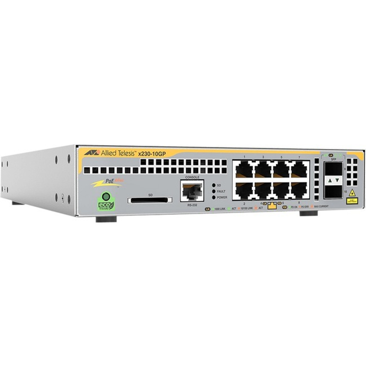 Allied Telesis L3 Switch with 8 x 10/100/1000T PoE Ports and 2