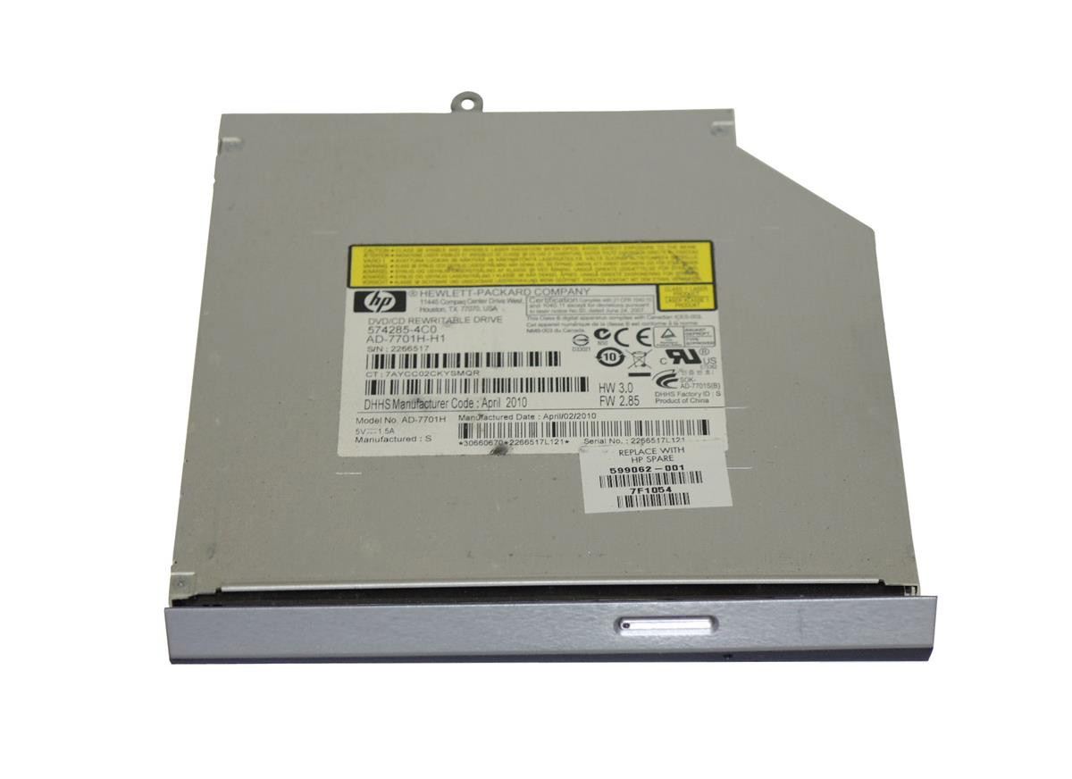 599062-001 - HP DVD-RW/+RW Super Multi Dual Layer Lightscribe SATA Optical Disk Drive