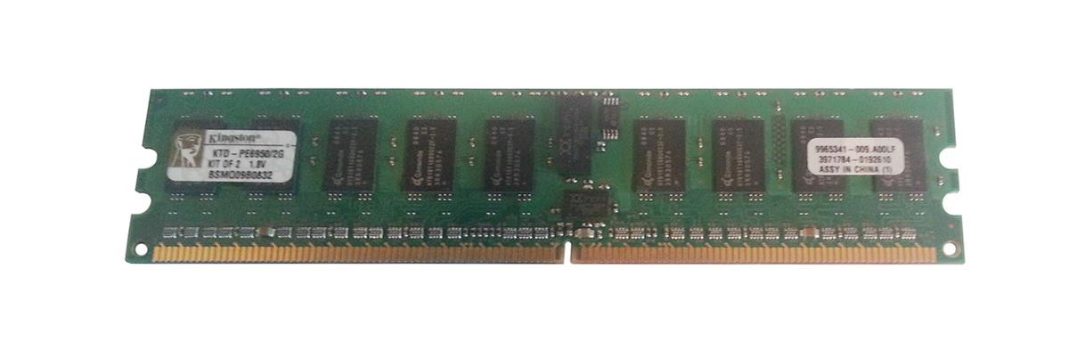 KTD-PE6950/2G - Kingston 2GB (2x1GB) 667Mhz PC2-5300 240-Pin ECC Registered DDR2 Single Rank SDRAM Memory for Dell PowerEdge Server