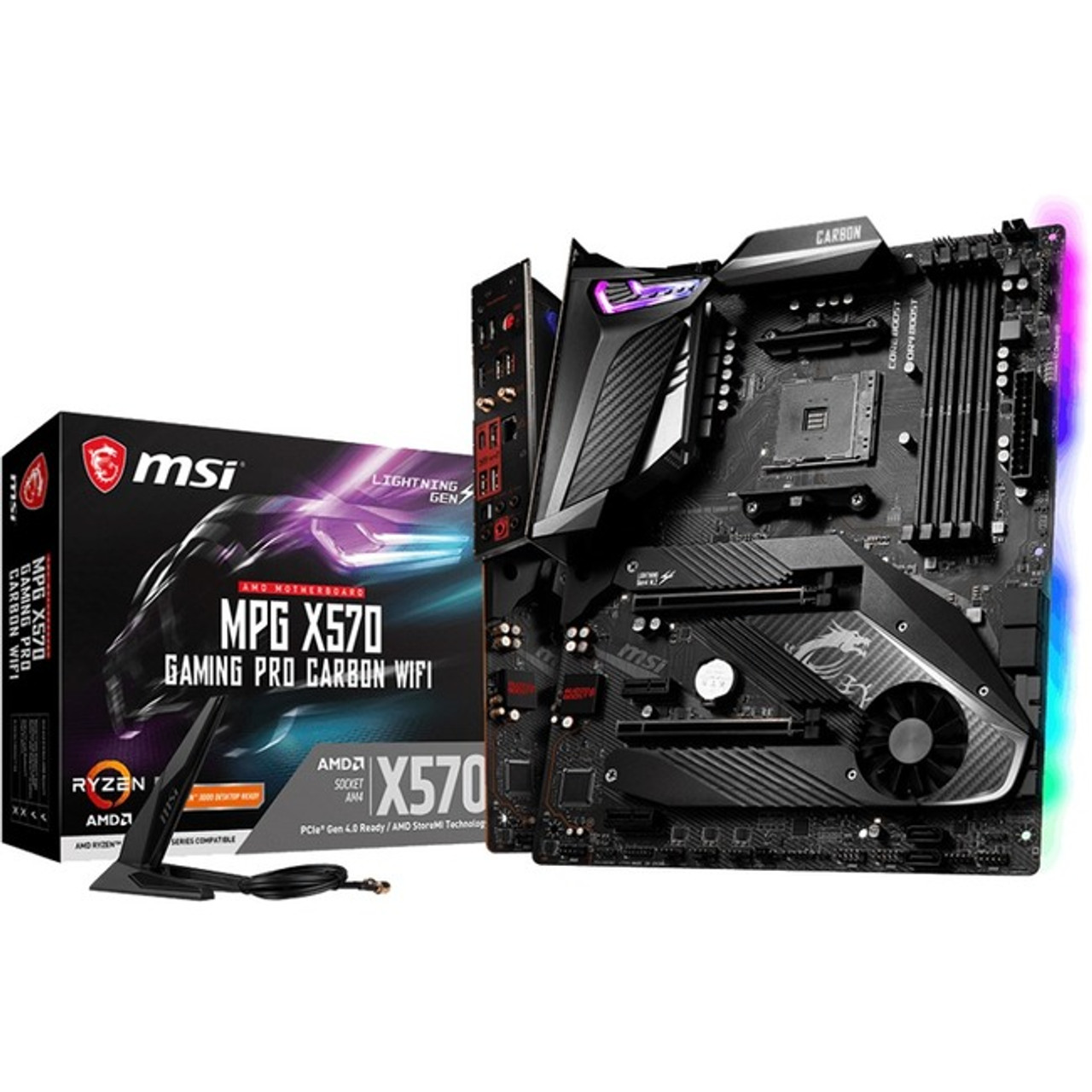 MSI MPG X570 GAMING PRO CARBON WIFI Desktop Motherboard - AMD Chipset -  Socket AM4 - X570GPCARBWIFI