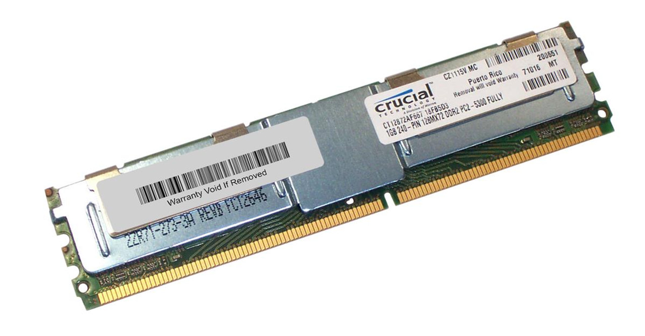 CT12872AF667 - Crucial 1GB PC2-5300 DDR2-667MHz ECC Fully Buffered CL5 240-Pin DIMM Memory Module