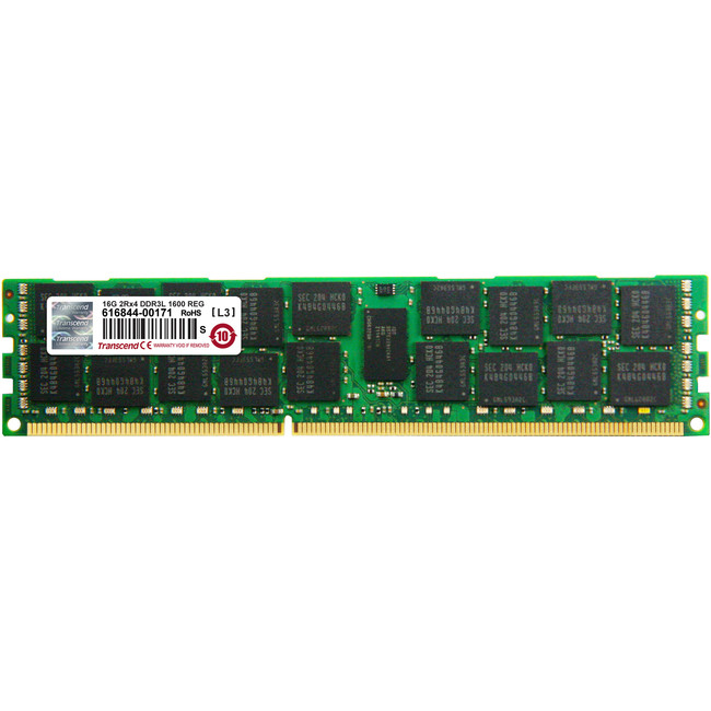 メモリー Transcend 16GB DDR3L 1600 CL11 SO-DIMM Transcend DDR3L 1600 REG-DIMM 16GB CL11 2Rx4 1.35V - TS2GKR72W6Z