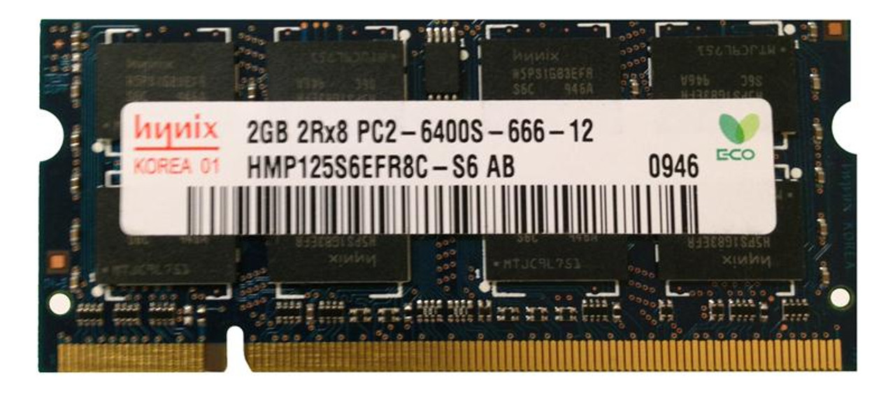 HMP125S6EFR8C-S6 - Hynix 2GB PC2-6400 DDR2-800MHZ non-ECC Unbuffered CL6 200-Pin SoDimm Dual Rank Memory Module