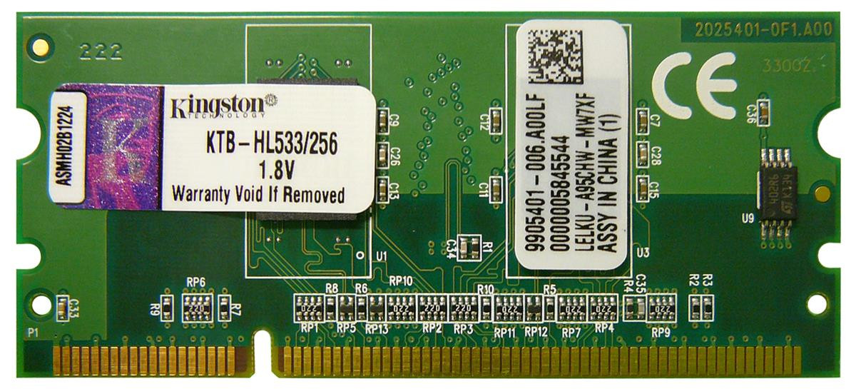 KTB-HL533/256 - Kingston 256MB DDR2 16bit non-ECC Unbuffered 144-Pin Memory Module for Brother Printers