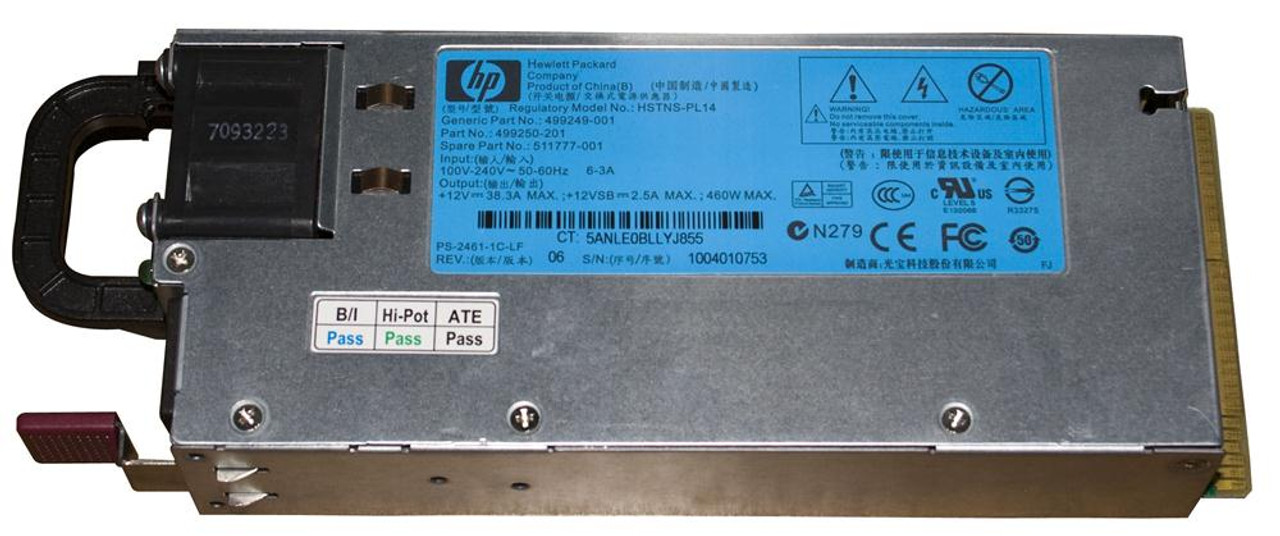 503296-B21 - HP 460-Watts Common Slot Platinum 12V Hot-Plug AC Power Supply for ProLiant BL280c/BL460c/BL280c G6 Server
