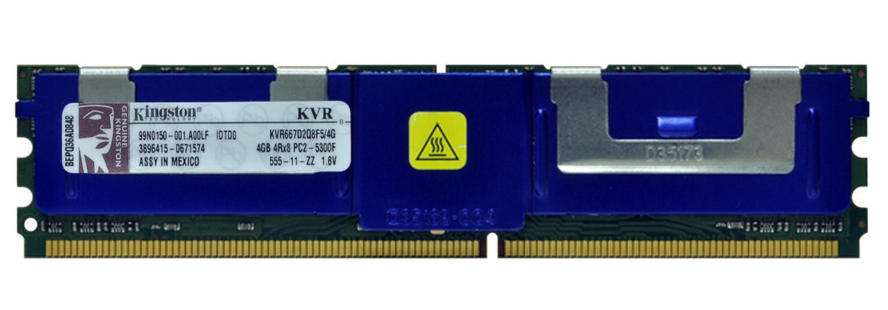 KVR667D2Q8F5/4G - Kingston 4GB PC2-5300 DDR2-667MHz ECC Fully Buffered CL5 240-Pin DIMM Quad Rank x8 Memory Module