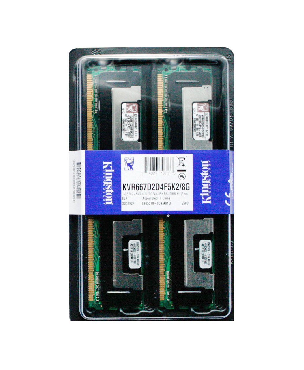 KVR667D2D4F5K2/8G - Kingston 8GB (2x4GB) 667Mhz PC2-5300 ECC DDR2 SDRAM  Fully Buffered Dimm Memory Kit