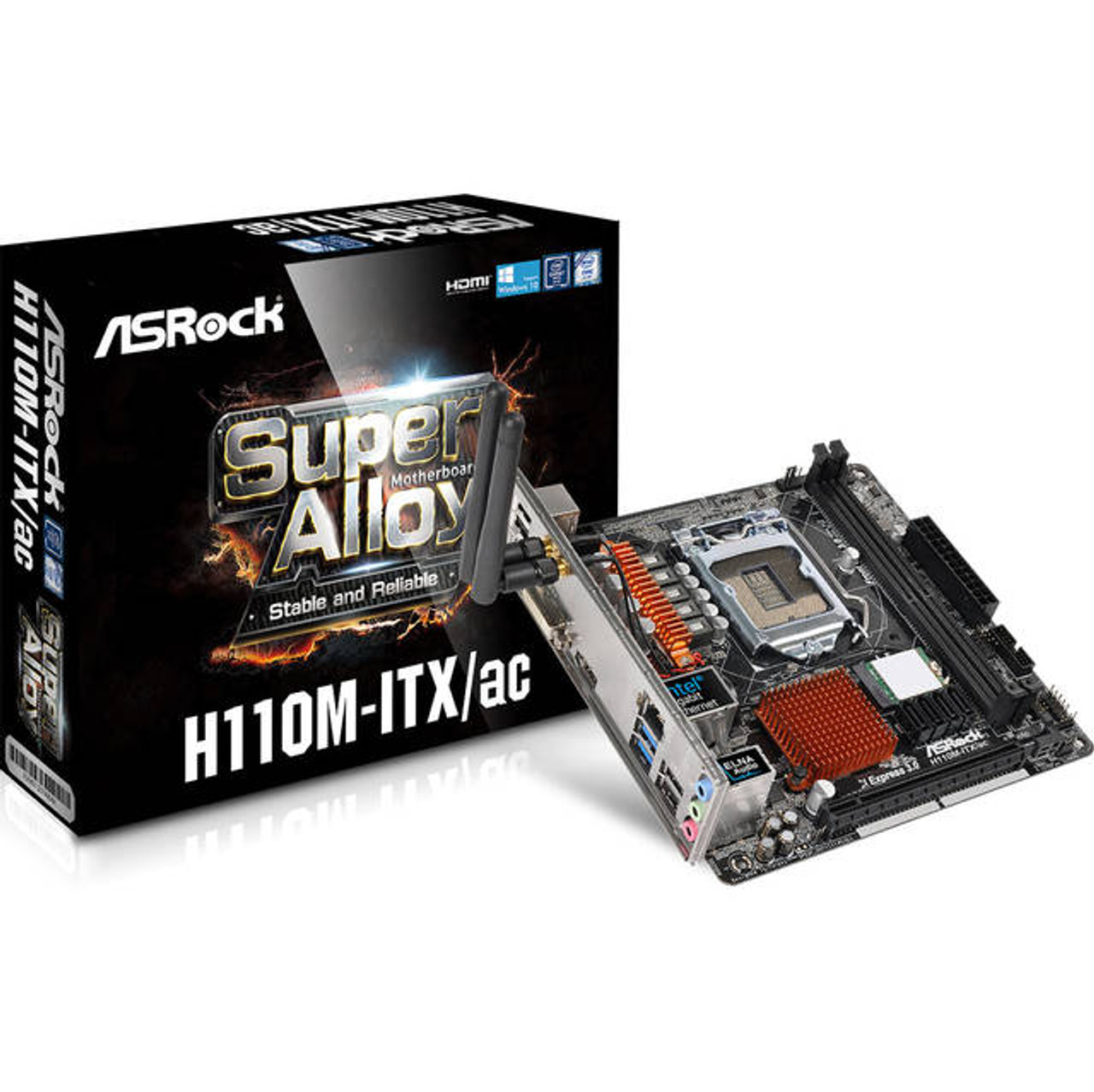 ASRock H110M-ITX/AC LGA1151/ Intel H110/ DDR4/ SATA3&USB3.0/ M.2/ A&GbE/ WiFi/ Mini-ITX Motherboard