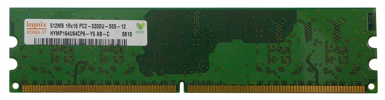 HYMP164U64CP6-Y5-AB-C - Hynix 512MB PC2-5300 DDR2-667MHz non-ECC Unbuffered CL5 240-Pin DIMM Memory Module