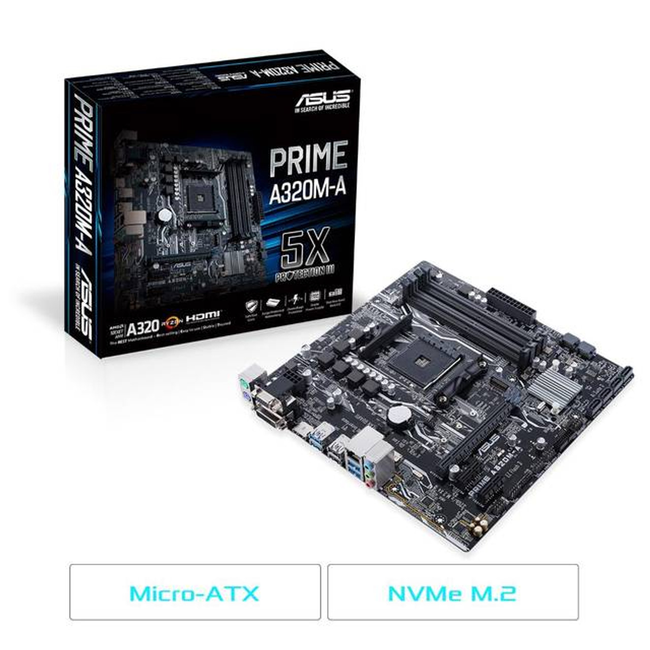 Asus PRIME A320M-A Socket AM4/ AMD A320/ DDR4/ SATA3&USB3.1/ M.2/ A&GbE/ MicroATX Motherboard