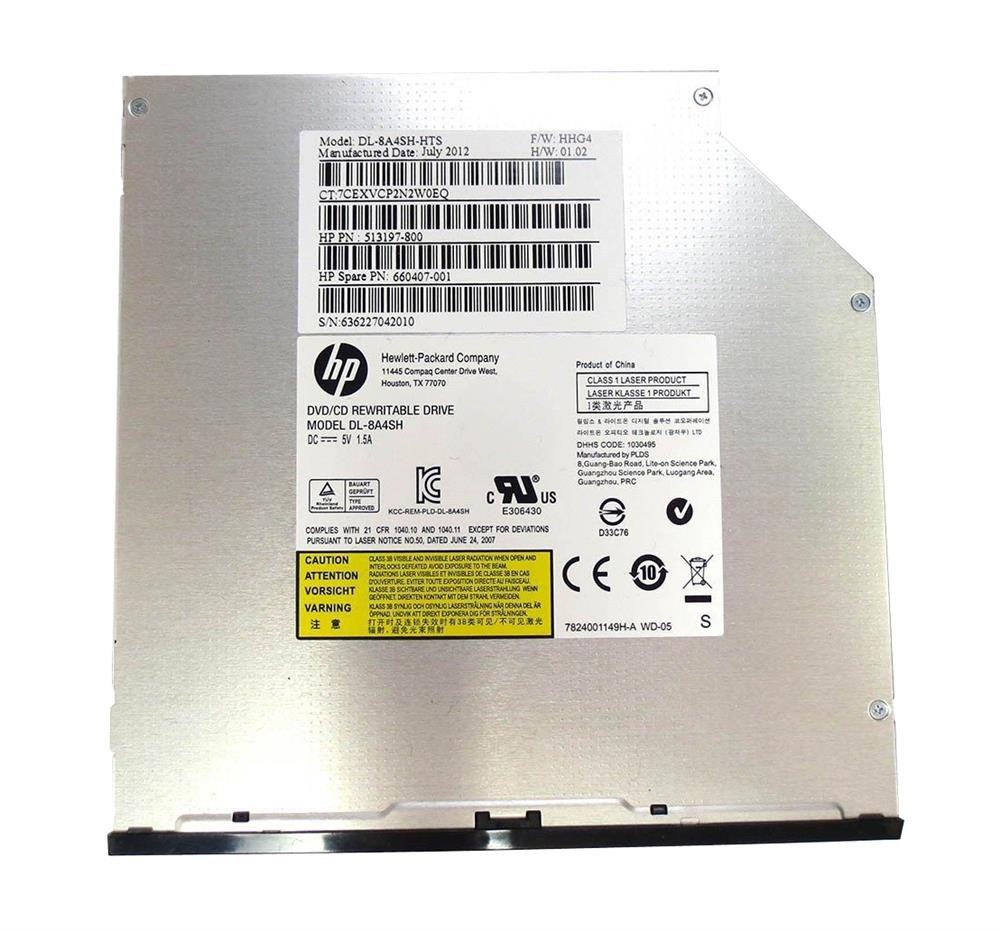 660407-001 - HP 8x SATA DVD-R/RW SuperMulti SlimLine non LightScribe Slot-Load Internal Optical Drive
