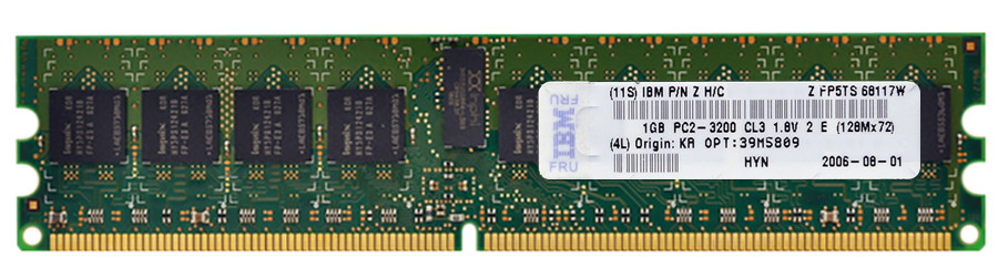39M5809 - IBM 2GB(2X1GB)400MHz PC2-3200 240-Pin CL3 ECC Registered DDR2 SDRAM DIMM IBM Memory Kit for System x SEEVER BladeCenter ESERV