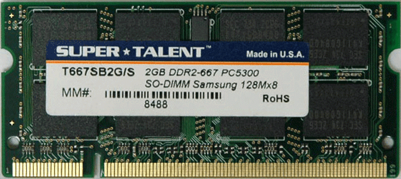 Super Talent DDR2-667 SODIMM 2GB/128x8 Samsung Chip Notebook Memory