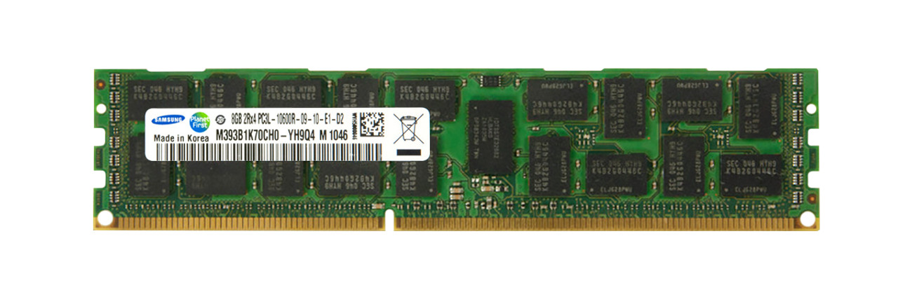 M393B1K70CH0-YH9Q4 - Samsung 8GB (1X8GB) 1333MHz PC3-10600 2RX4 ECC CL9 Registered 1.35V DDR3 SDRAM 240-Pin DIMM SAMSUNG MEM