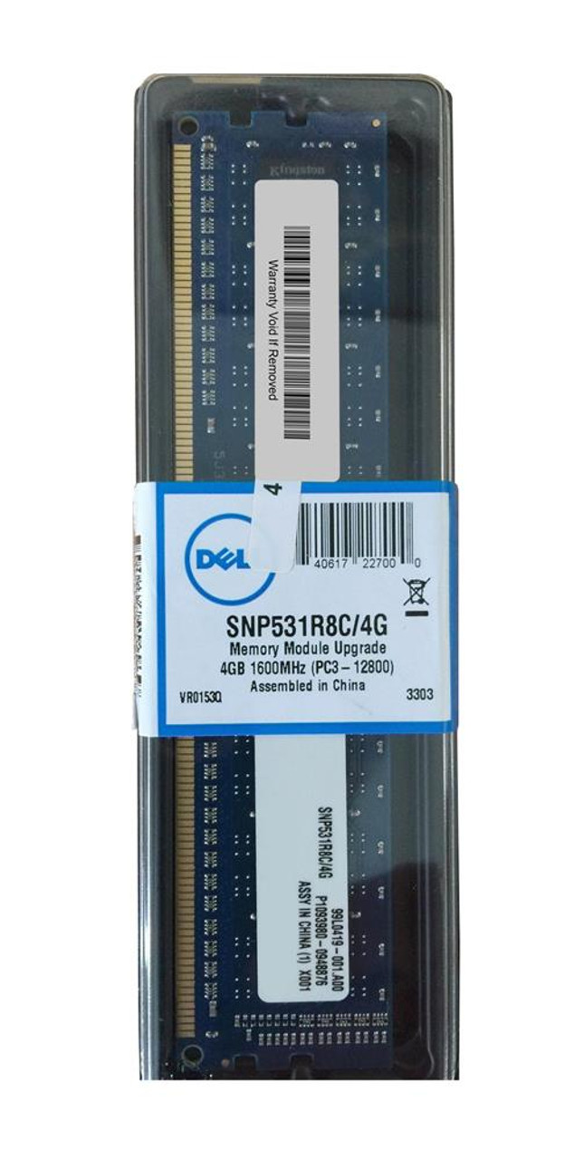 SNP531R8C/4G - Dell 4GB (1X4GB) PC3-12800 DDR3-1333MHz SDRAM - NON-ECC UDIMM CL11 240-Pin Memory MOD