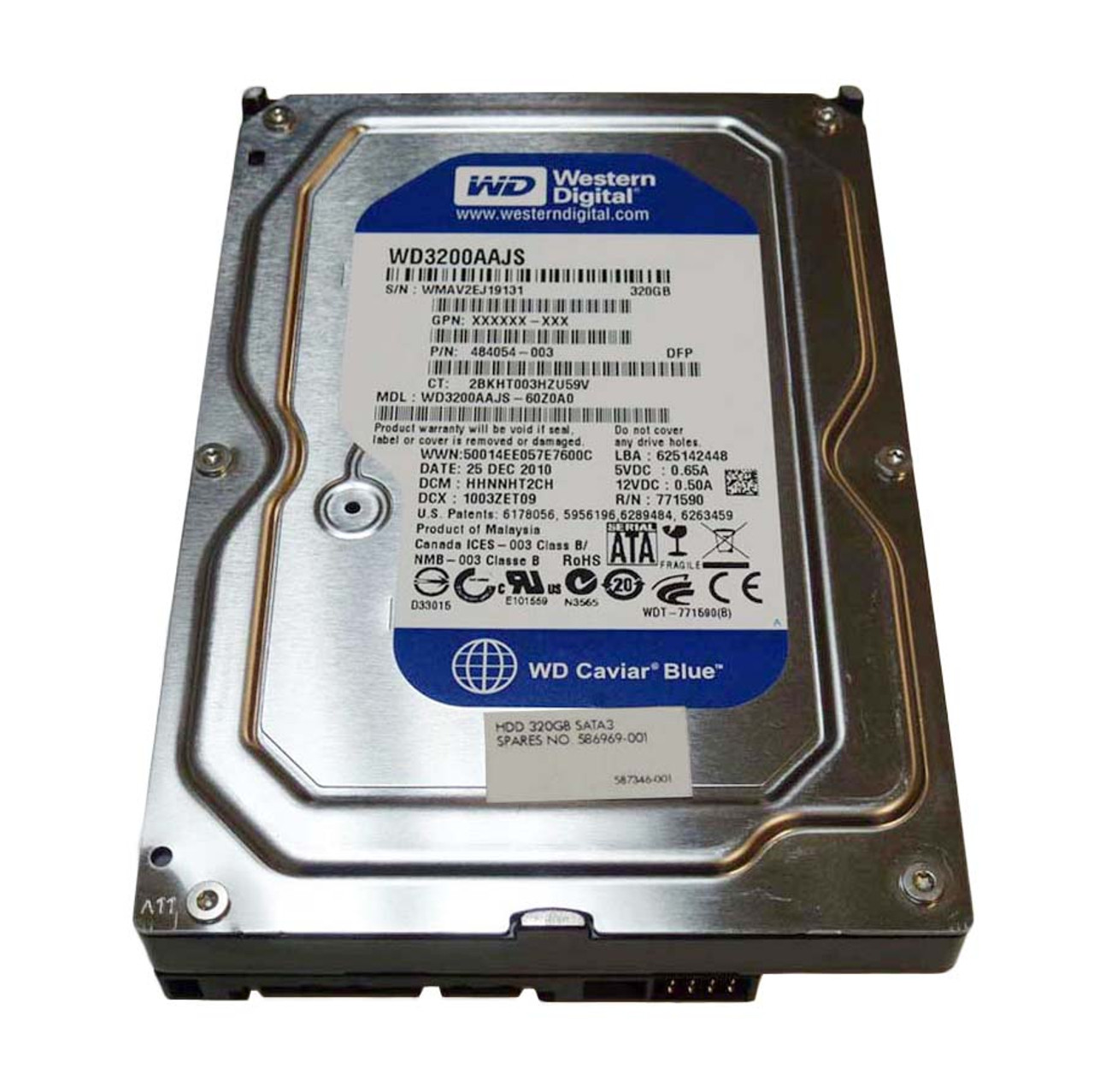 586969-001 - HP 320GB 7200RPM SATA 3GB/s NCQ 3.5-inch Hard Drive