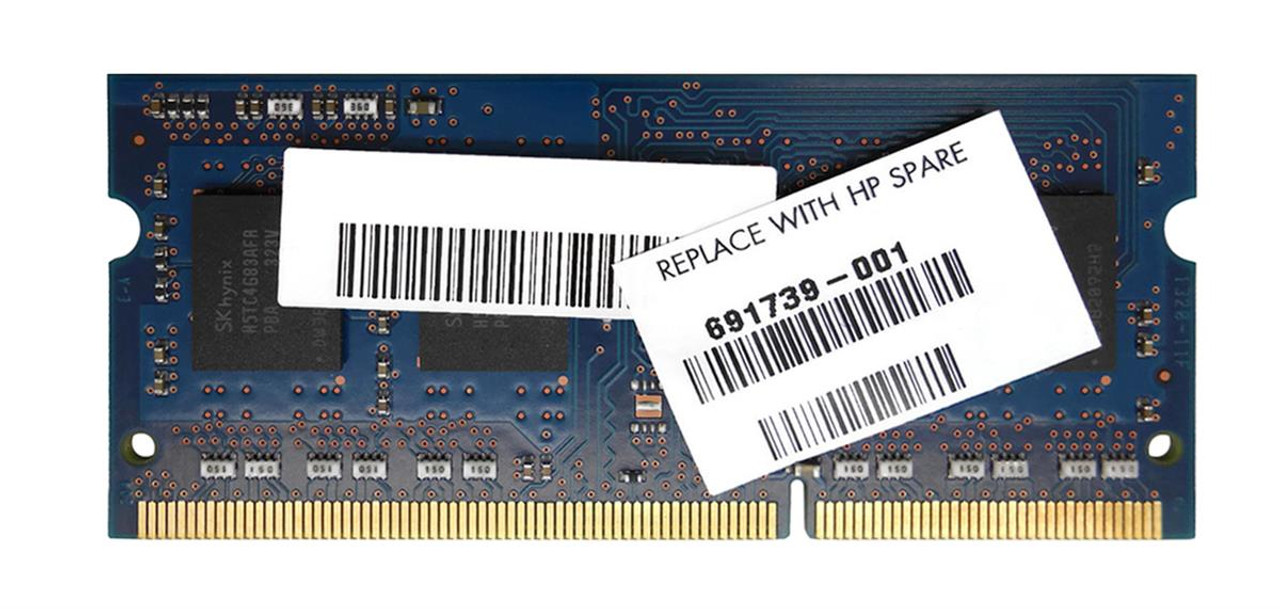 691739-001 - HP 2GB PC3-12800 DDR3-1600MHz non-ECC Unbuffered CL11 204-Pin SoDimm 1.35V Low Voltage Dual Rank Memory Module