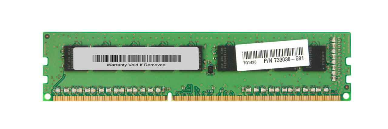 733036-581 - HP 4GB (1x4GB) 1866Mhz PC3-14900 Cl13 ECC Unbuffered Single Rank DDR3 SDRAM 240-Pin Dimm Memory
