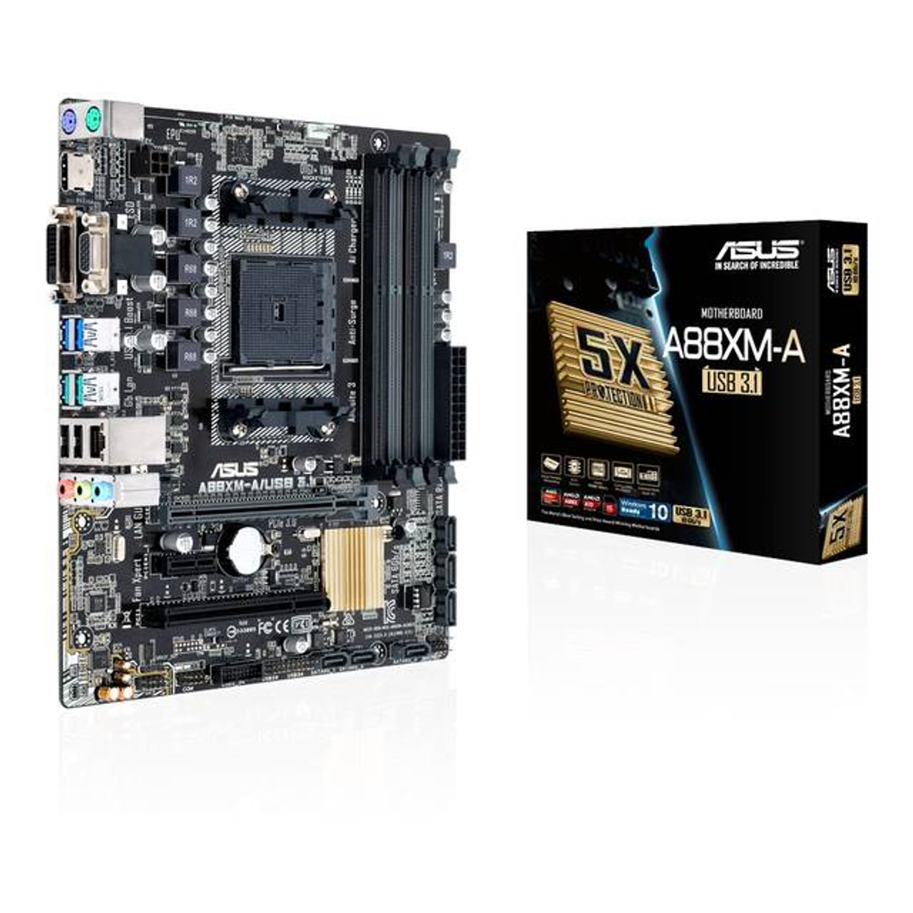 Asus A88XM-A/USB 3.1 Socket FM2+/ AMD A88X/ DDR3/ SATA3&USB3.1/ A&GbE/  MicroATX Motherboard