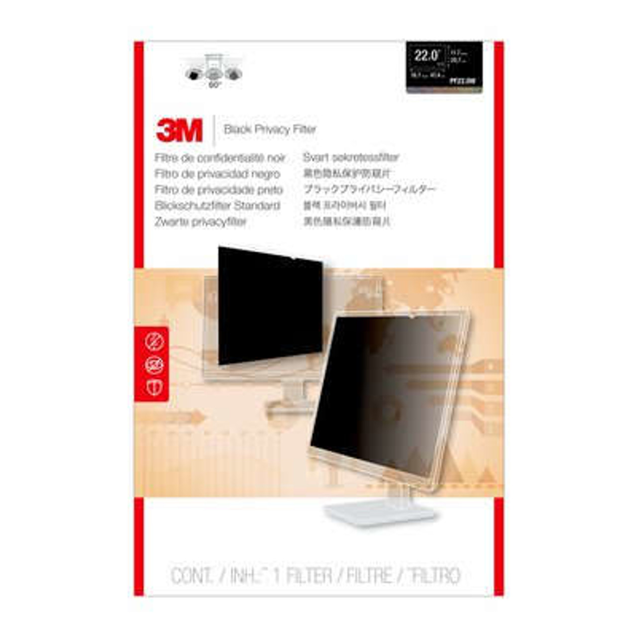 3M PF220W1B 22" Monitor Frameless display privacy filter display privacy filter