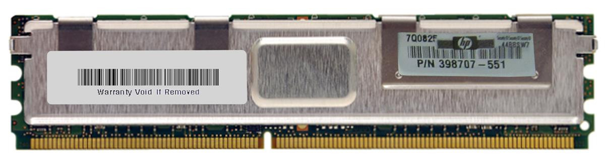 398707-551 - HP 2GB (1x2GB) 667Mhz PC2-5300 Cl5 ECC DDR2 SDRAM Fully Buffered Dimm Memory for Proliant Server Dl360 Dl380 Ml370 G5