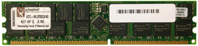 KTC-ML370G3/4G - Kingston 4GB Kit (2 X 2GB) PC2100 DDR-266MHz ECC Registered CL2.5 184-Pin DIMM Memory for HP/Compaq