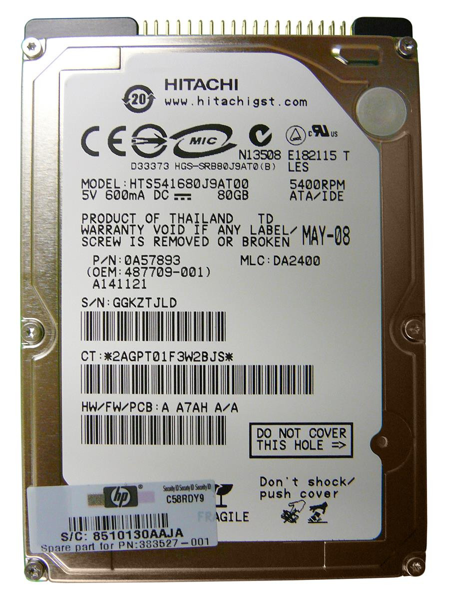 HTS541680J9AT00 | Hitachi TravelStar 5K160 80GB 5400RPM ATA-7 8MB