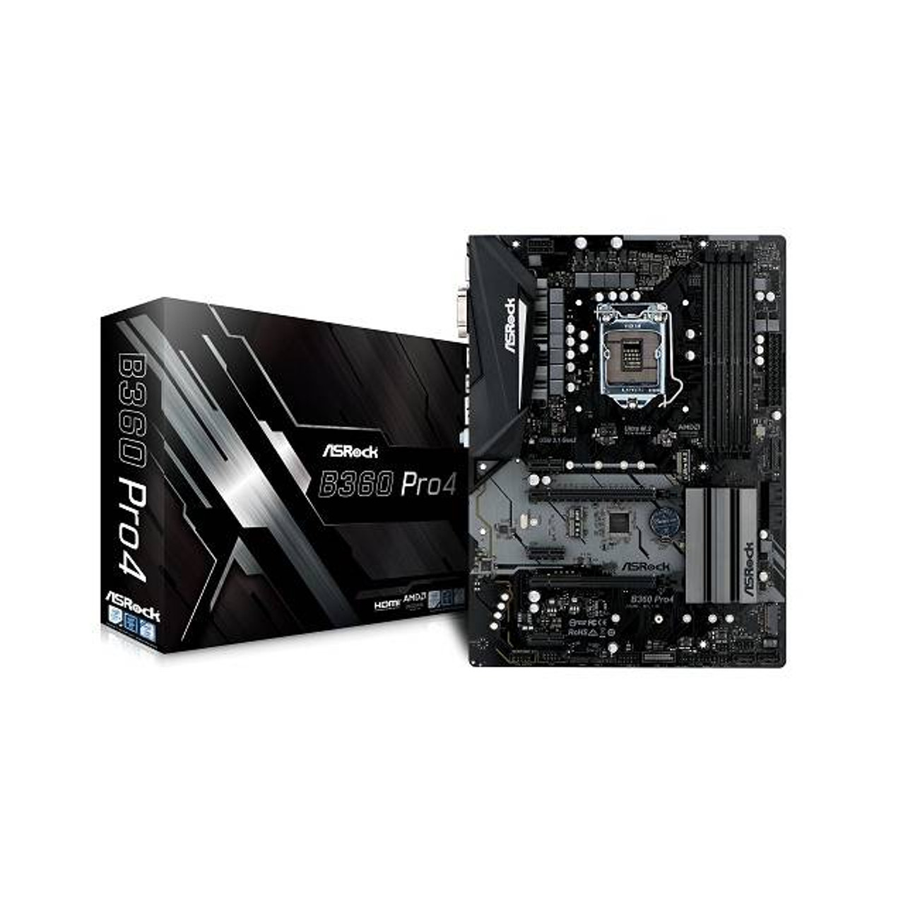 ASRock B360 PRO4 LGA1151/ Intel B360/ DDR4/ Quad CrossFireX/ SATA3&USB3.1/ M.2/ A&GbE/ ATX Motherboar