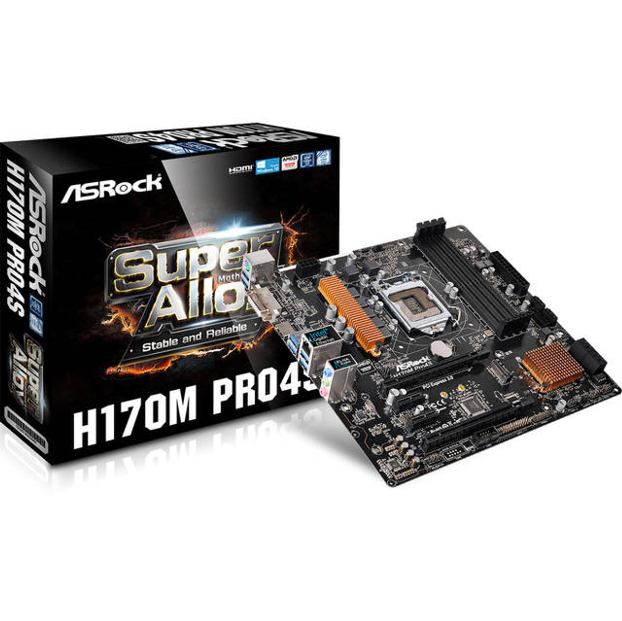ASRock H170M PRO4S LGA1151/ Intel H170/ DDR4/ Quad CrossFireX/ SATA3&USB3.0/ M.2/ A&GbE/ MicroATX Motherboard