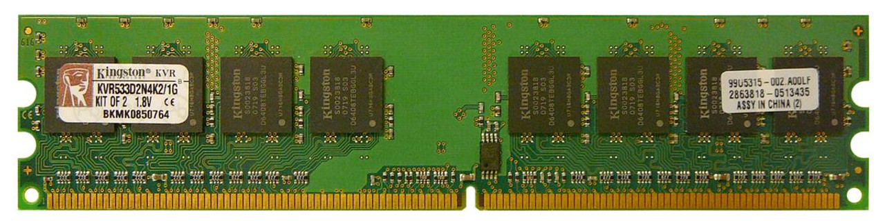 KVR533D2N4K2/1G | Kingston 1GB Kit (2 X 512MB) PC2-4200 DDR2 