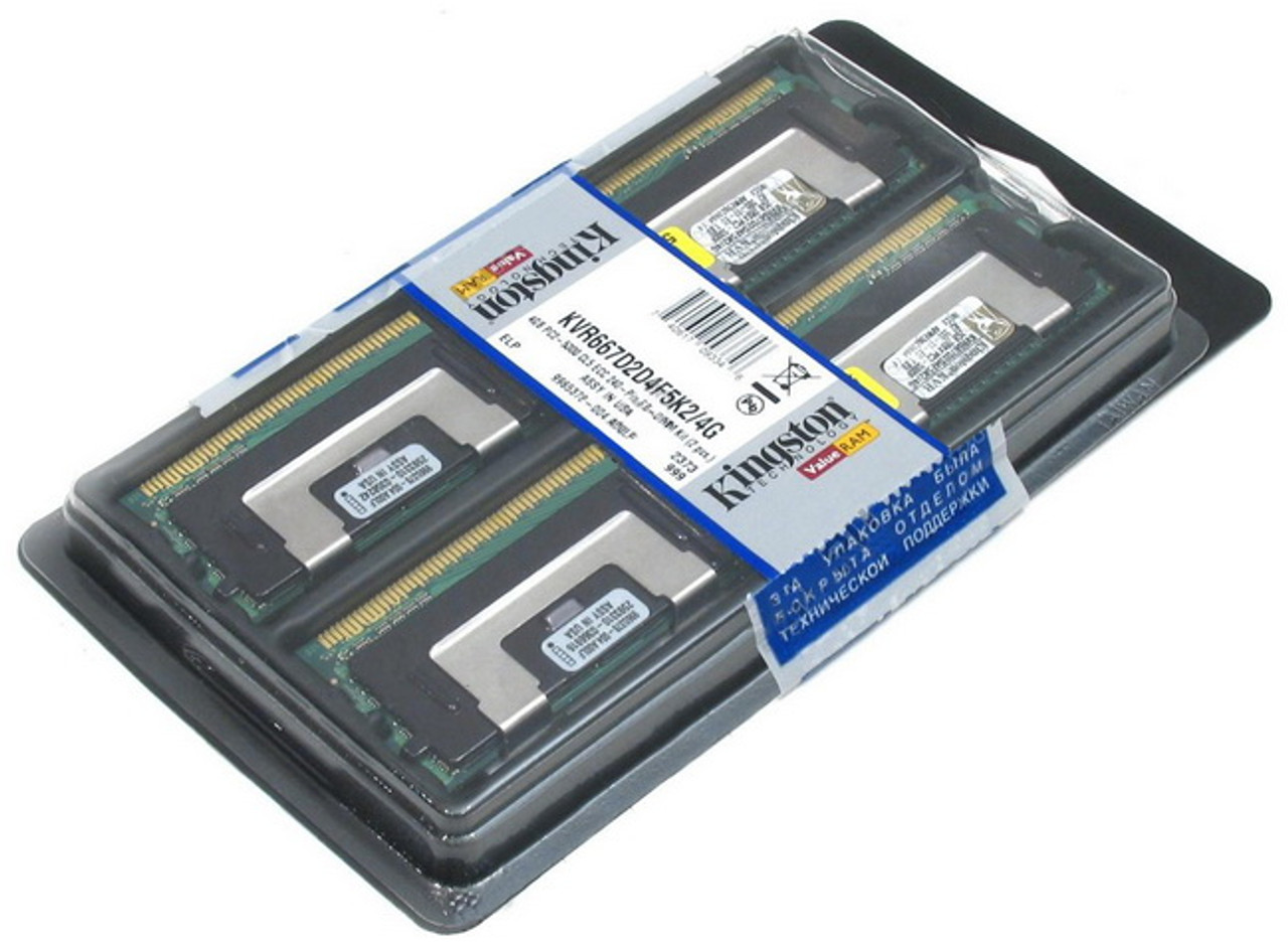 KVR667D2D4F5K2/4G - Kingston 4GB Kit (2 X 2GB) PC2-5300 DDR2-667MHz ECC Fully Buffered CL5 240-Pin DIMM Dual Rank x4 Memory (Kit of 2)