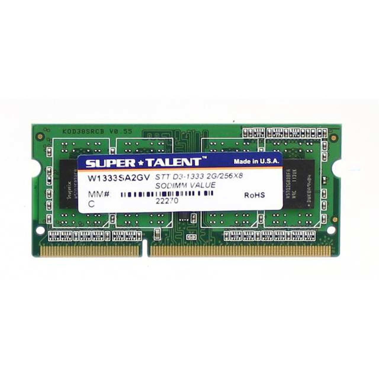 Super Talent DDR3-1333 SODIMM 2GB/256X8 Notebook Memory