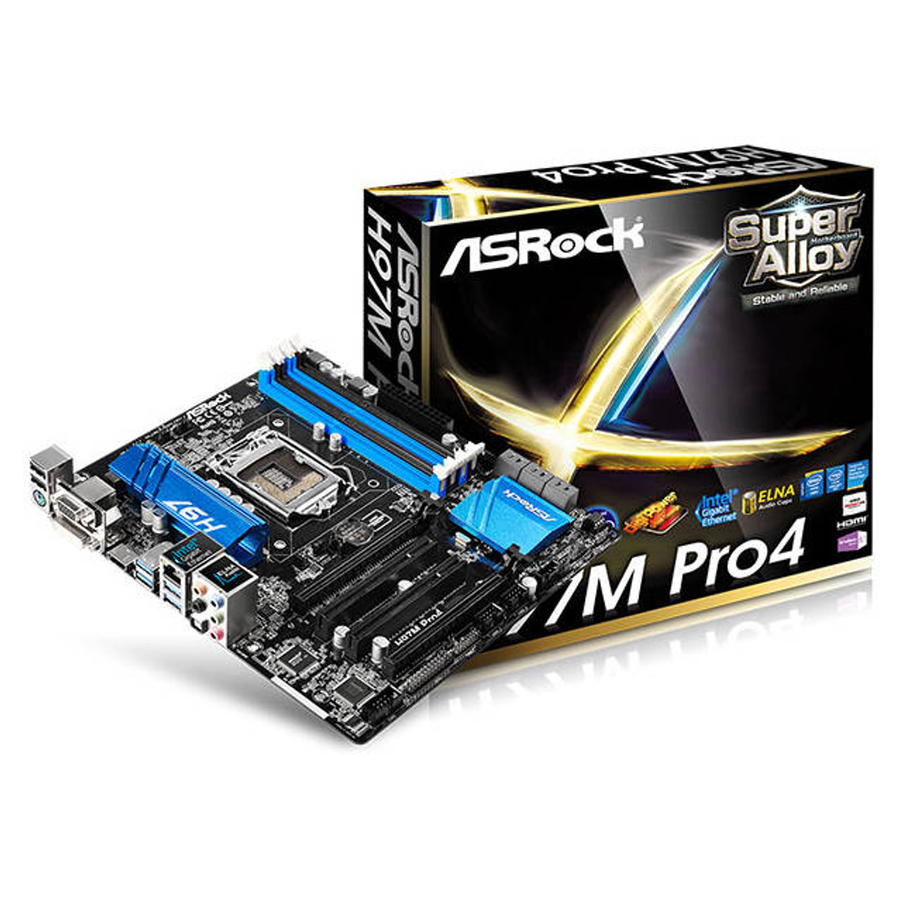 ASRock H97M PRO4 LGA1150/ Intel H97/ DDR3/ Quad CrossFireX/ SATA3&USB3.0/ A&GbE/ MicroATX Motherboard