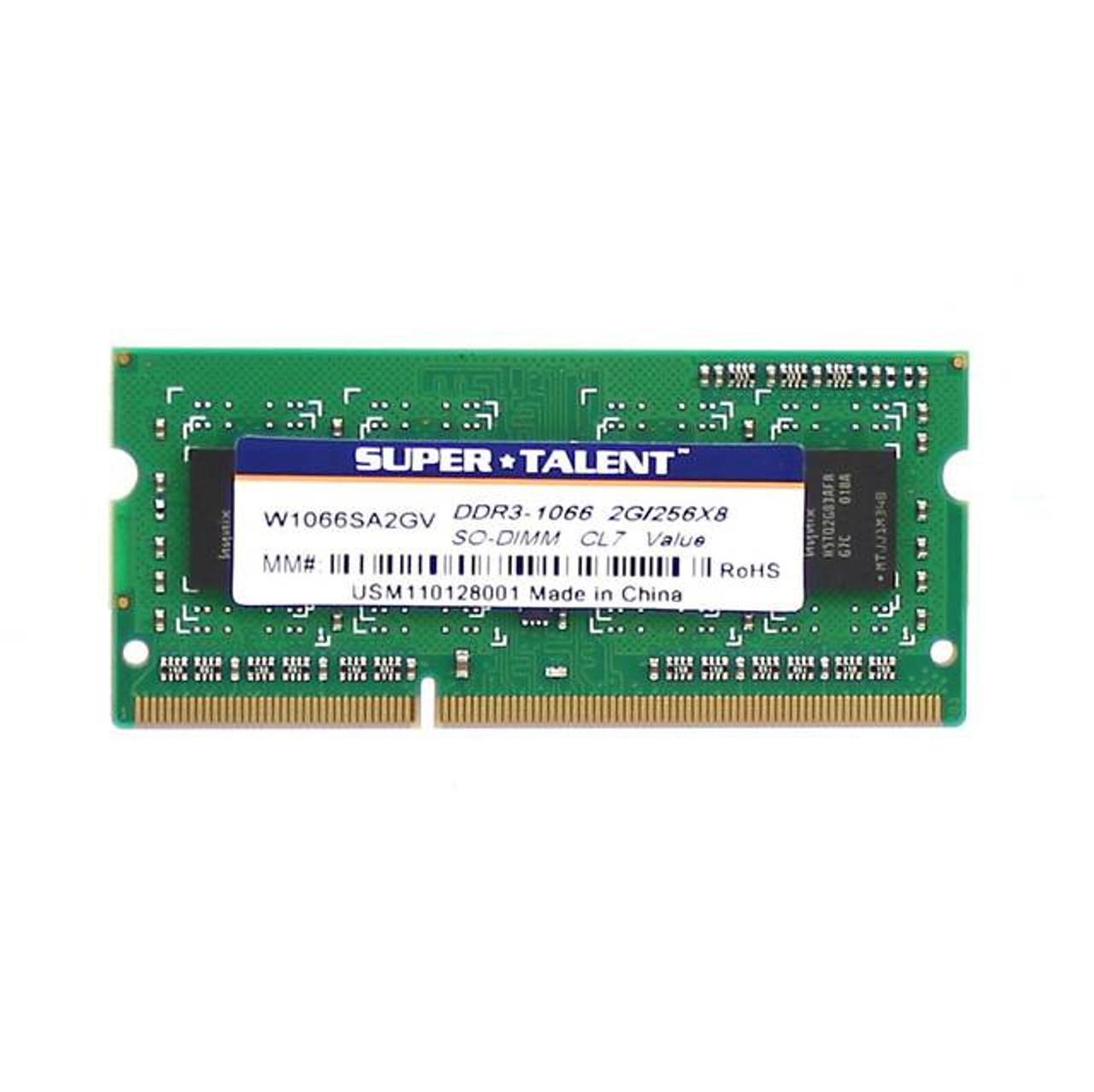 Super Talent DDR3-1066 SODIMM 2GB/256x8 Notebook Memory