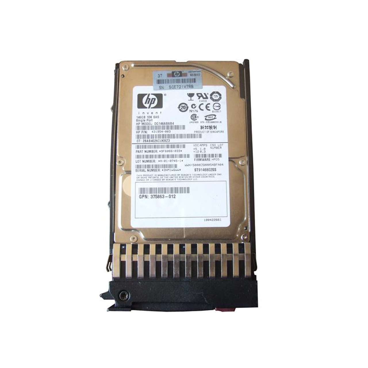 431954-003-RFB - HP 146GB 10000RPM SAS 3GB/s Hot-Pluggable Single Port 2.5-inch Hard Drive