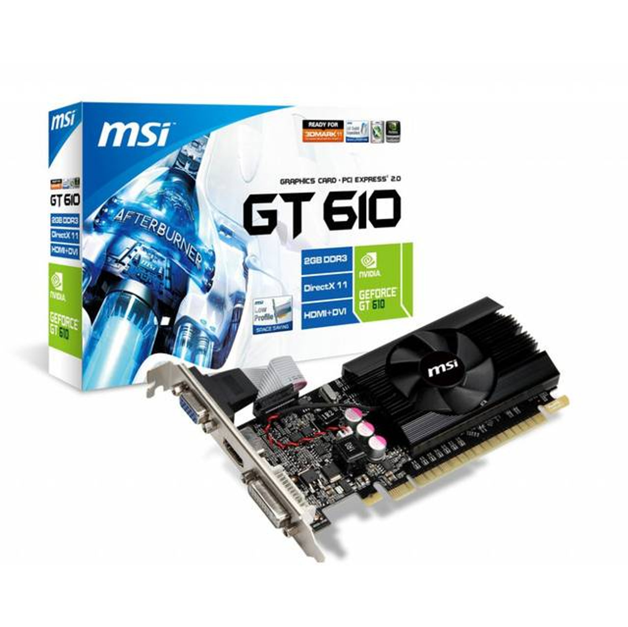MSI NVIDIA GeForce GT 610 2GB GDDR3 VGA/DVI/HDMI Low Profile PCI-Express Video Card
