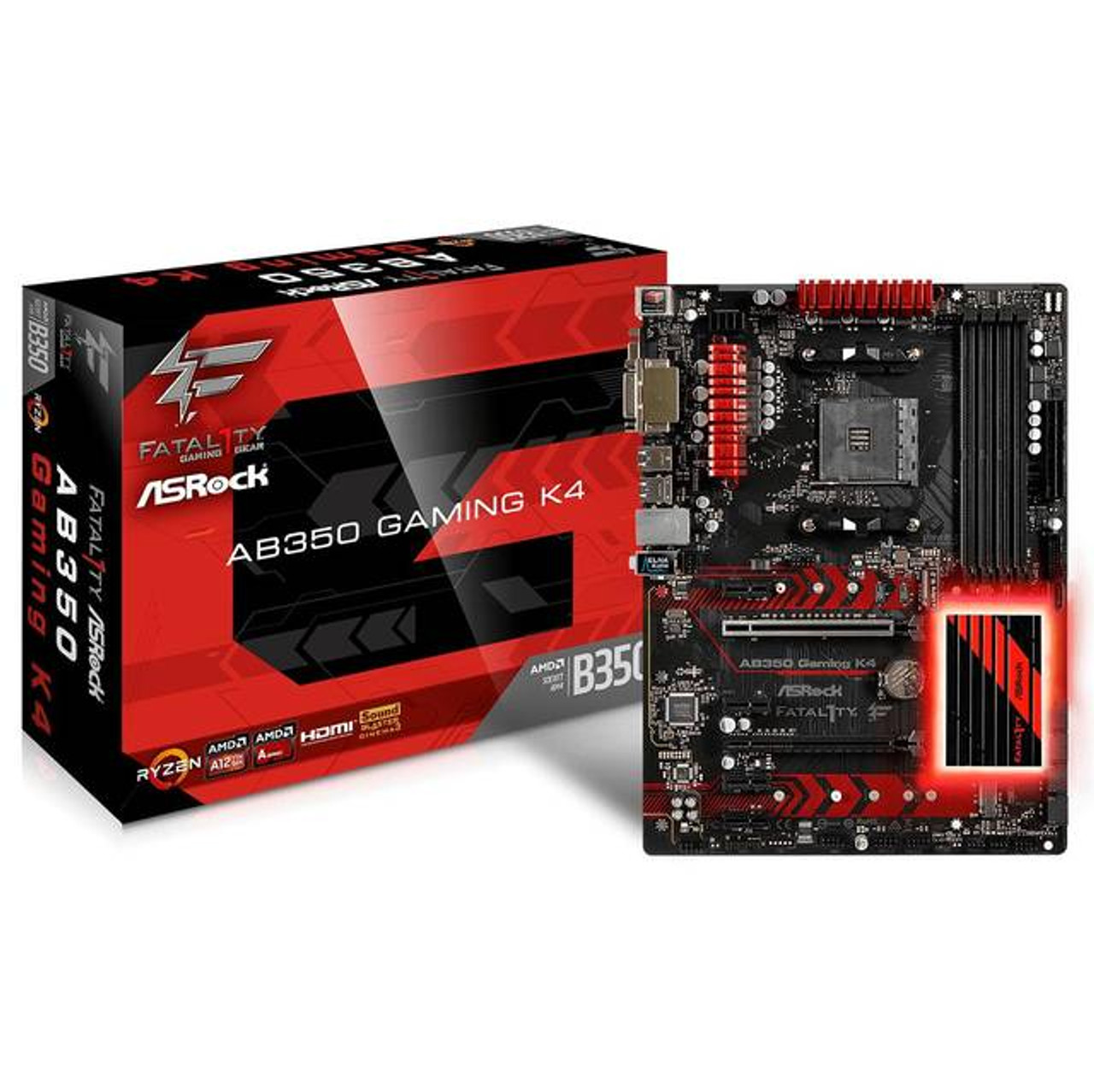 ASRock FATAL1TY AB350 GAMING K4 Socket AM4/ AMD B350/ DDR4/ SATA3&USB3.0/ M.2/ A&GbE/ ATX Motherboard