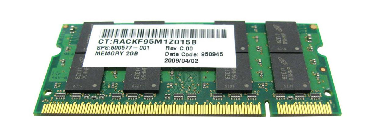 500577-001 - HP 2GB PC2-6400 DDR2-800MHz non-ECC Unbuffered CL6 200-Pin SoDimm Memory Module