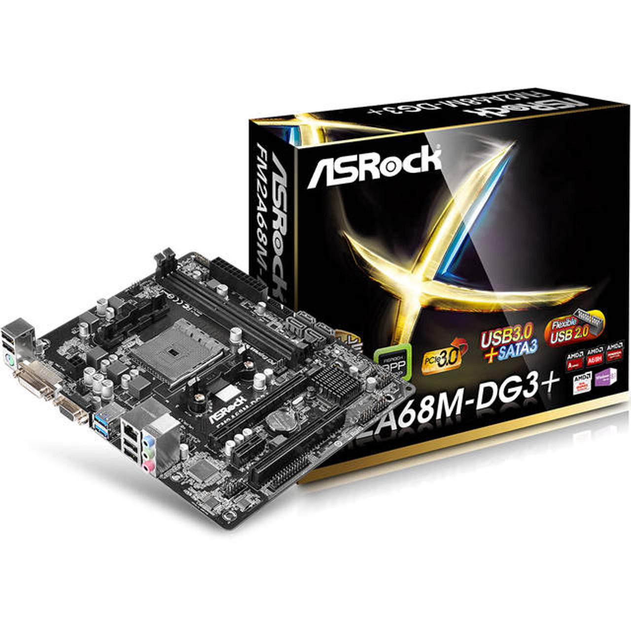 ASRock FM2A68M-DG3+ Socket FM2+/ AMD A68H/ DDR3/ SATA3&USB3.0/ A&GbE/ MicroATX Motherboard