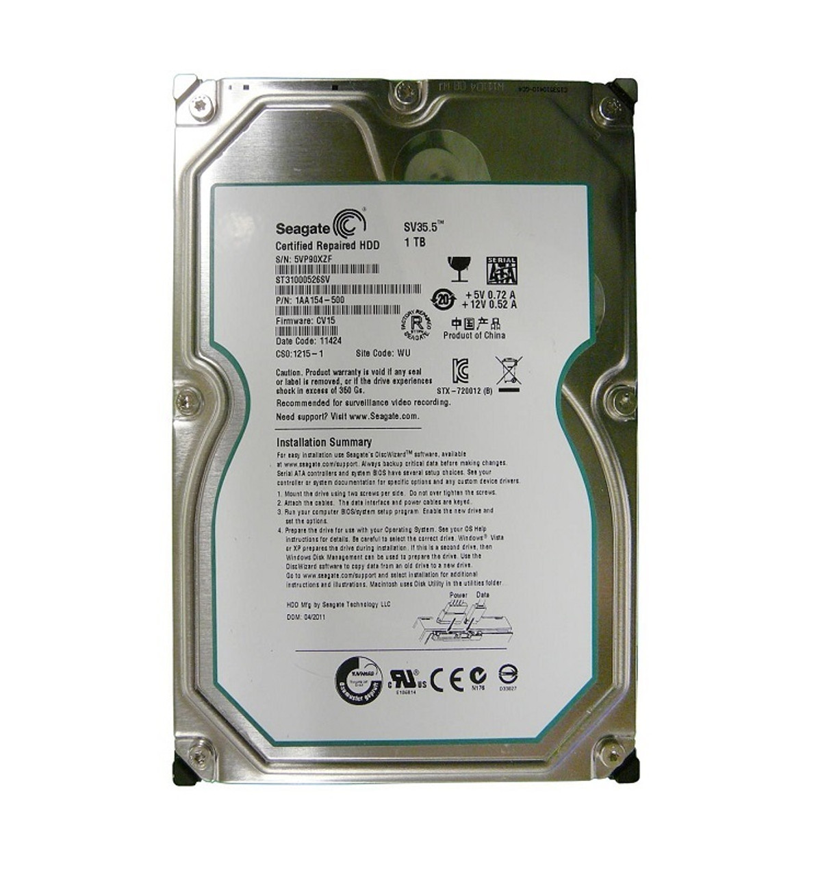 ST31000526SV | Seagate SV35 Series 1TB 7200RPM SATA 3GB/s 32MB