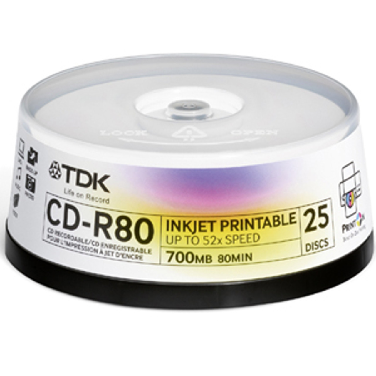 ZCD-R80TWHCB50 - TDK 52x CD-R Media - 700MB - 50 Pack