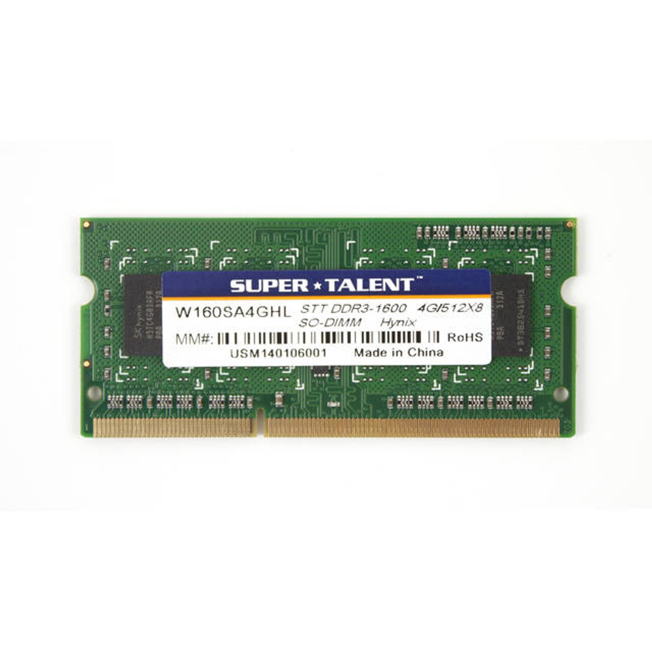 Super Talent DDR3-1600 SODIMM 4GB/512x8 CL11 Hynix Chip Notebook Memory