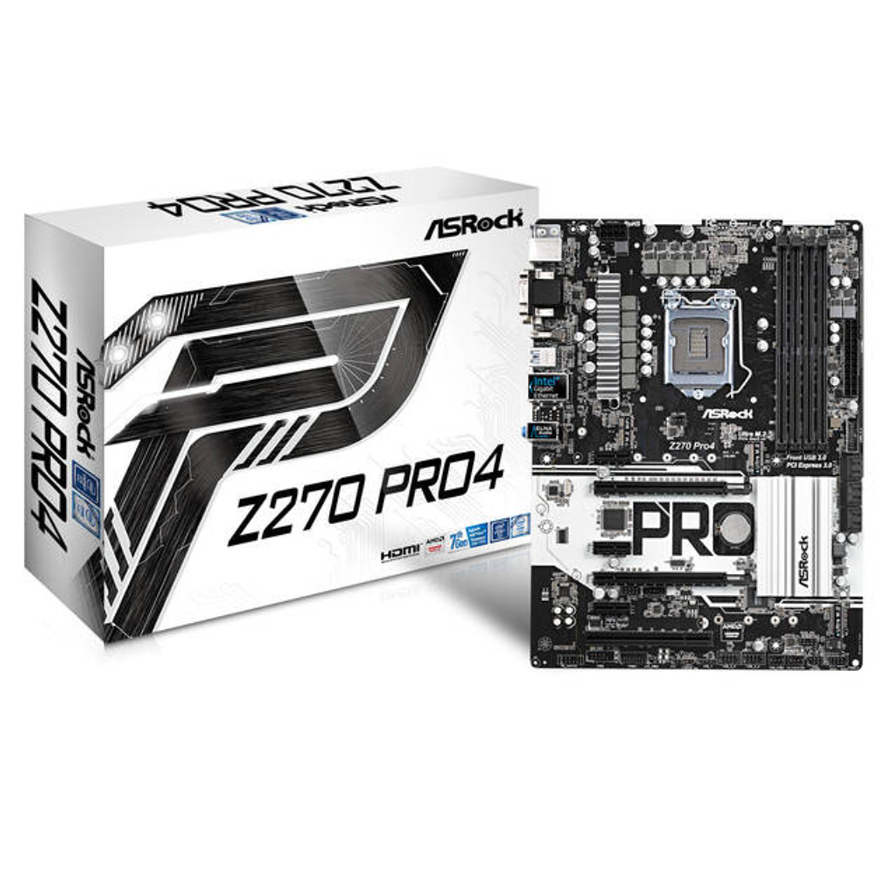 ASRock Z270 PRO4 LGA1151/ Intel Z270/ DDR4/ Quad CrossFireX/ SATA3&USB3.0/ M.2/ A&GbE/ ATX Motherboard